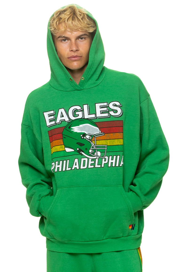 PHILADELPHIA EAGLES HELMET RELAXED PULLOVER HOODIE - KELLY GREEN