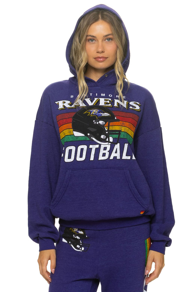 BALTIMORE RAVENS HELMET RELAXED PULLOVER HOODIE - DEEP PURPLE