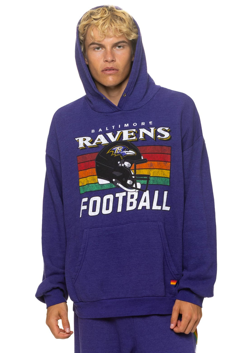 BALTIMORE RAVENS HELMET RELAXED PULLOVER HOODIE - DEEP PURPLE