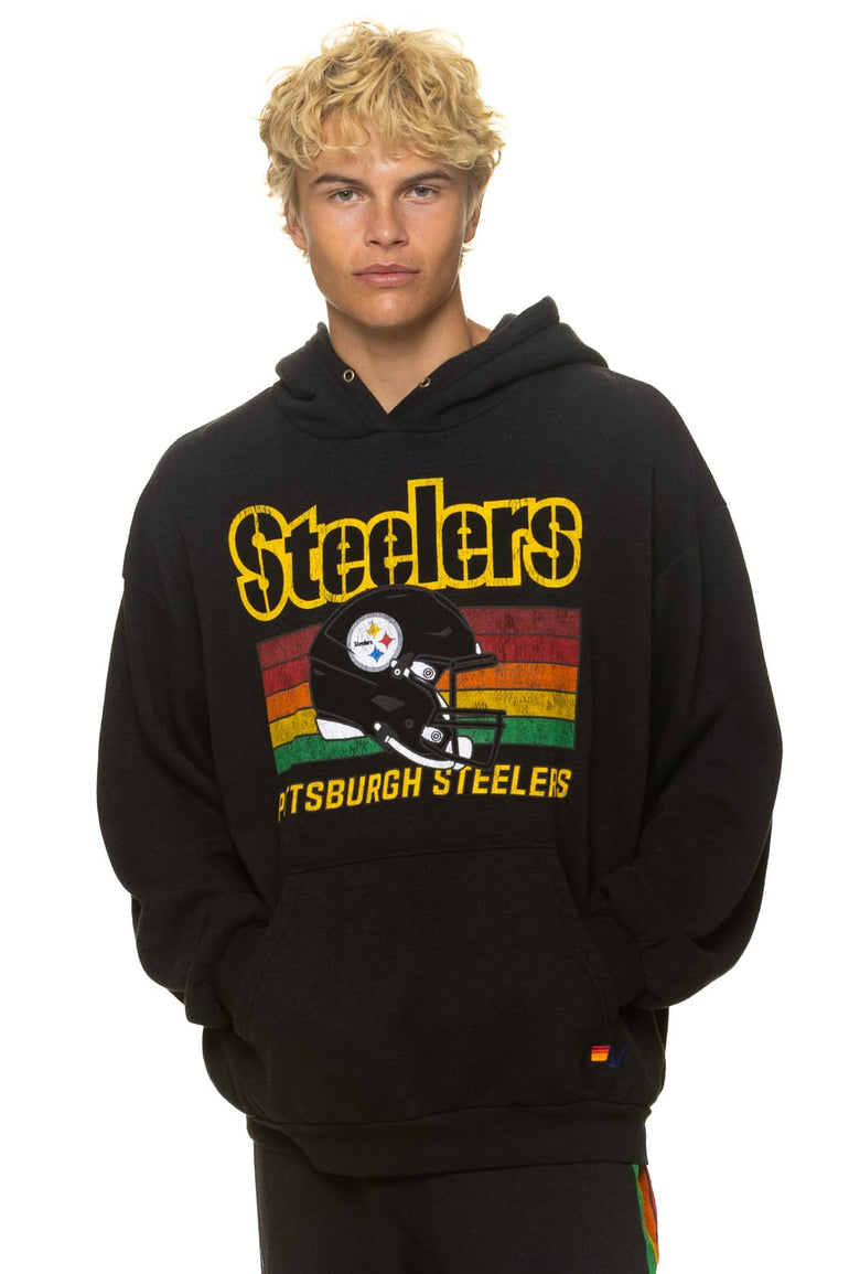 PITTSBURGH STEELERS HELMET RELAXED PULLOVER HOODIE - BLACK