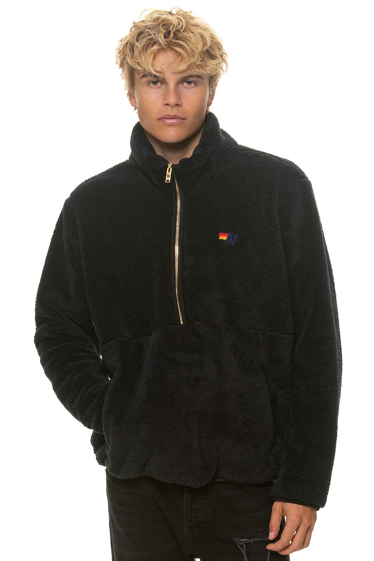TEDDY UNISEX HALF ZIP JACKET - BLACK