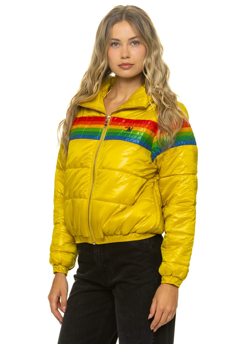 6 STRIPE LUXE APRES PUFFER JACKET - GLOSSY HONEY