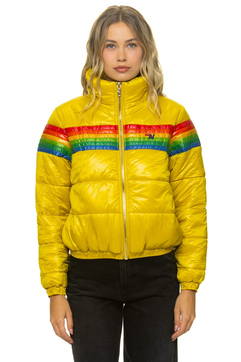 6 STRIPE LUXE APRES PUFFER JACKET - GLOSSY HONEY