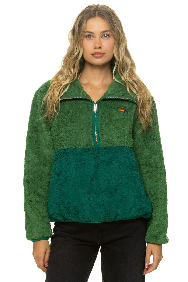 TEDDY APRES HALF ZIP COLOR BLOCK JACKET - GARDEN GREEN