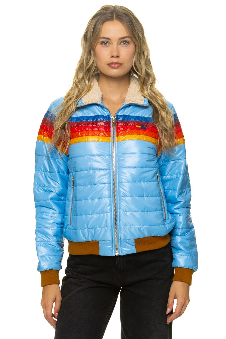 5 STRIPE JACKET - SKY GLOSSY