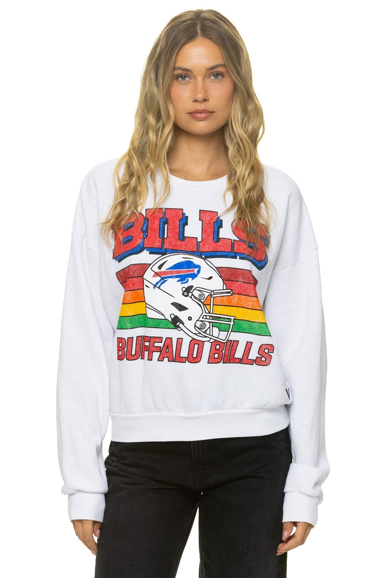 BUFFALO BILLS HELMET RELAXED CREW SWEATSHIRT - WHITE