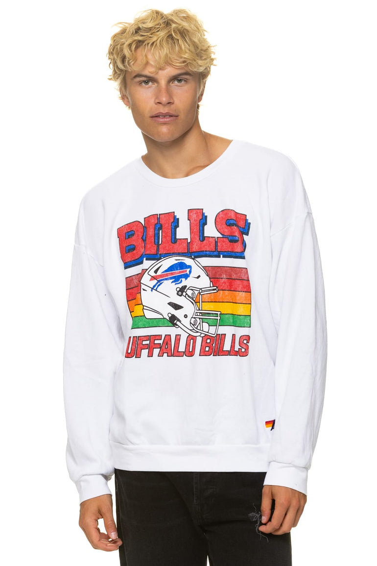 BUFFALO BILLS HELMET RELAXED CREW SWEATSHIRT - WHITE
