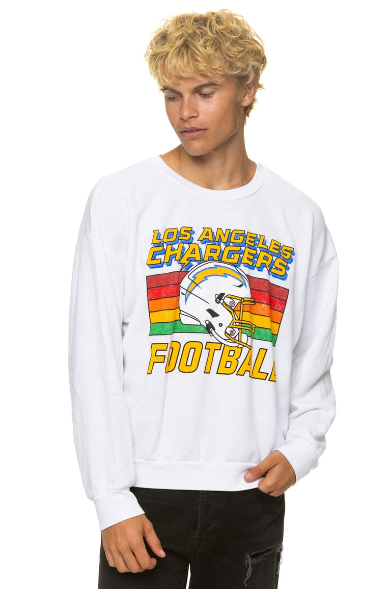 LOS ANGELES CHARGERS HELMET RELAXED CREW SWEATSHIRT - WHITE