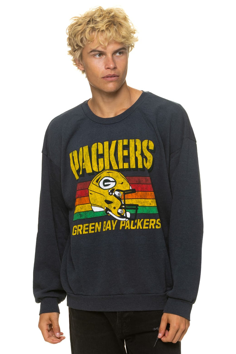 GREEN BAY PACKERS HELMET RELAXED CREW SWEATSHIRT - CHARCOAL