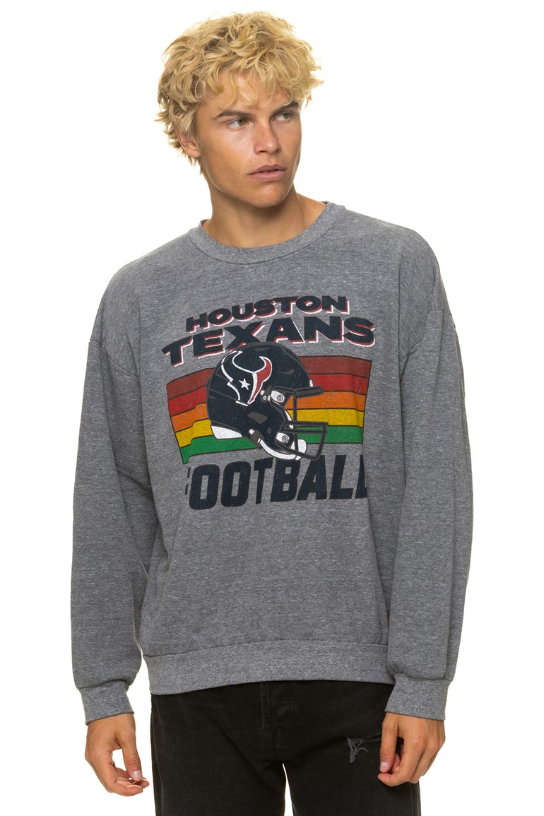 HOUSTON TEXANS HELMET RELAXED CREW SWEATSHIRT - HEATHER GREY