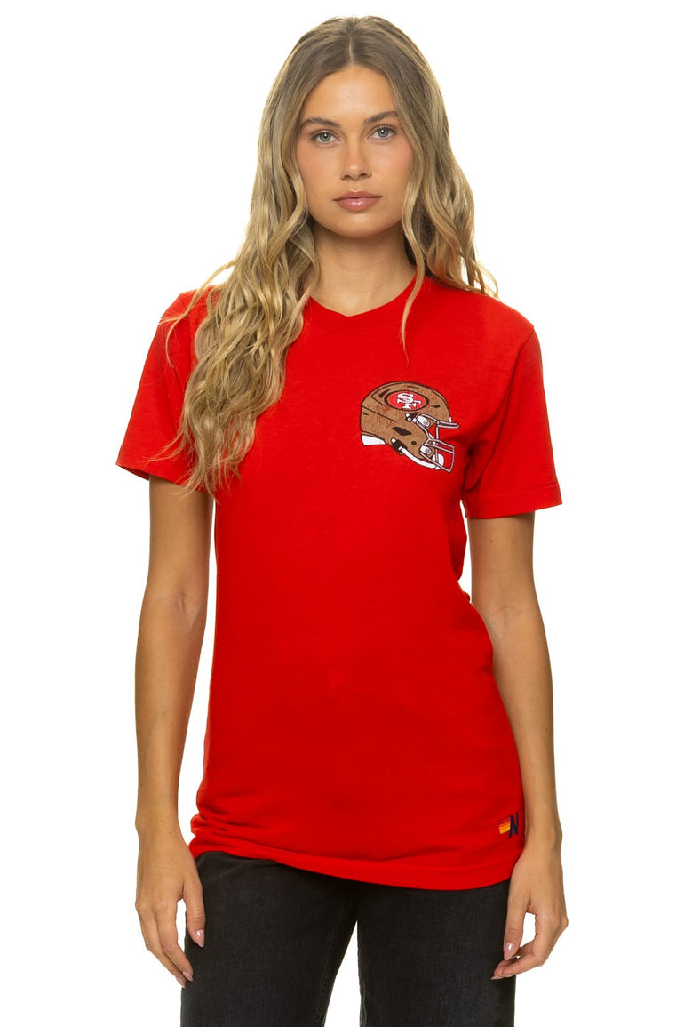 SAN FRANCISCO 49ERS HELMET CREW TEE SHIRT - RED