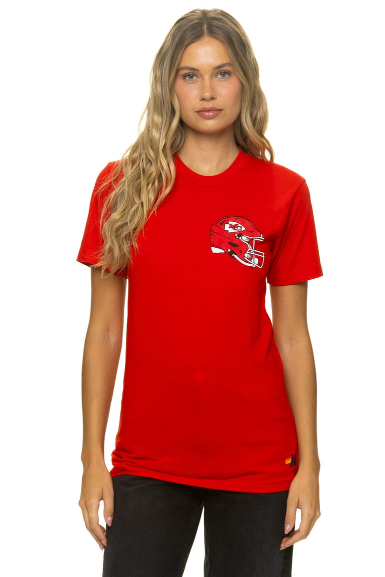 KANSAS CITY CHIEFS HELMET CREW TEE SHIRT - RED