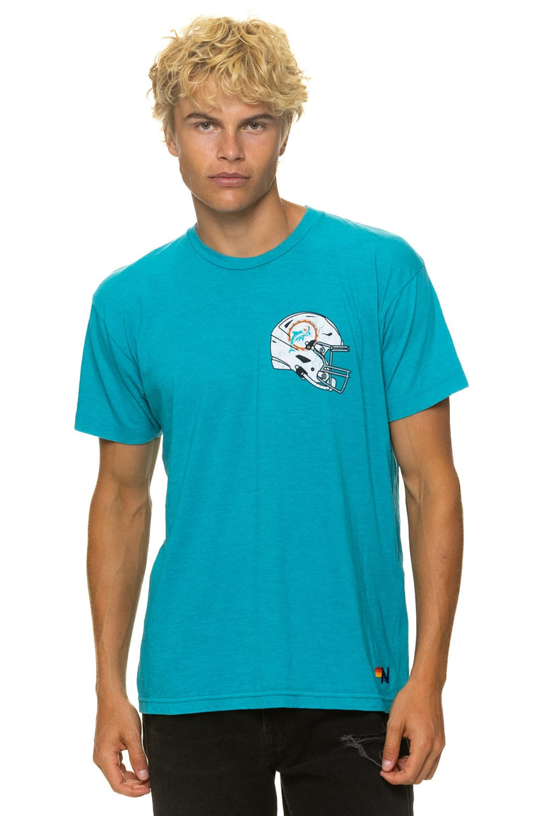 MIAMI DOLPHINS HELMET CREW TEE SHIRT - MARINE BLUE
