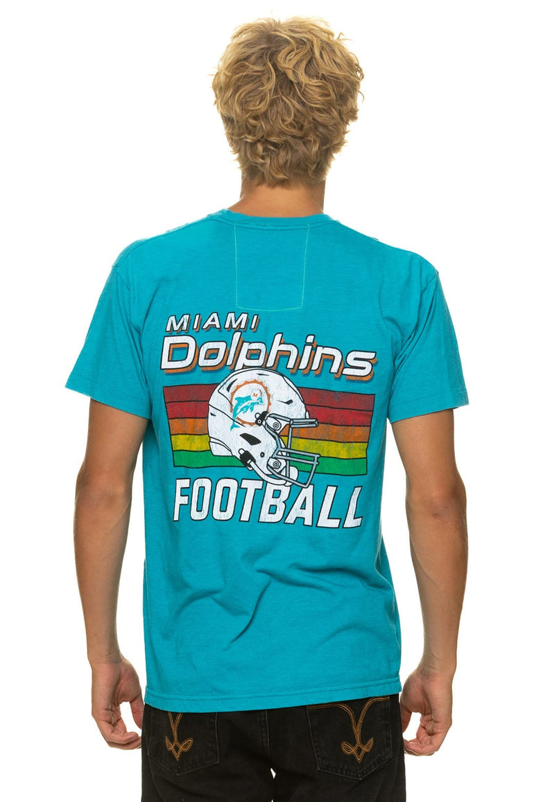 MIAMI DOLPHINS HELMET CREW TEE SHIRT - MARINE BLUE