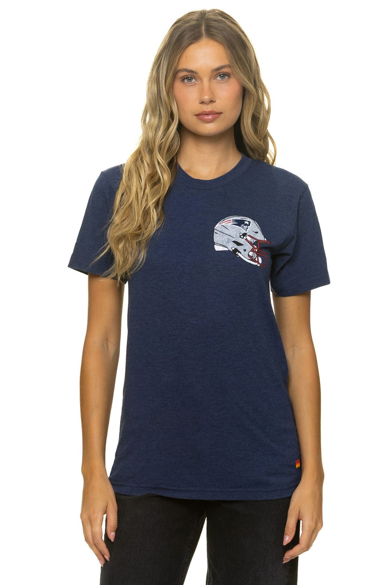 NEW ENGLAND PATRIOTS HELMET CREW TEE SHIRT - NAVY