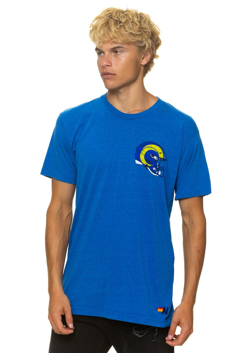 LOS ANGELES RAMS HELMET CREW TEE SHIRT - OCEAN