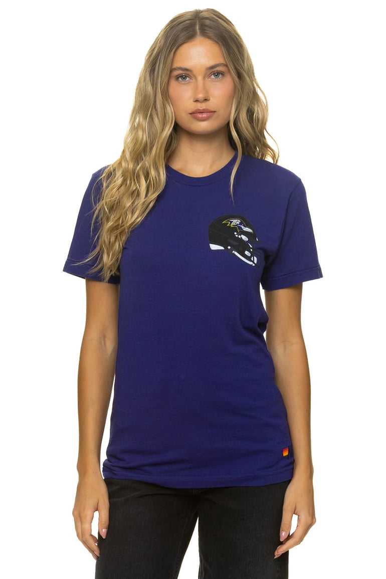 BALTIMORE RAVENS HELMET CREW TEE SHIRT - DEEP PURPLE