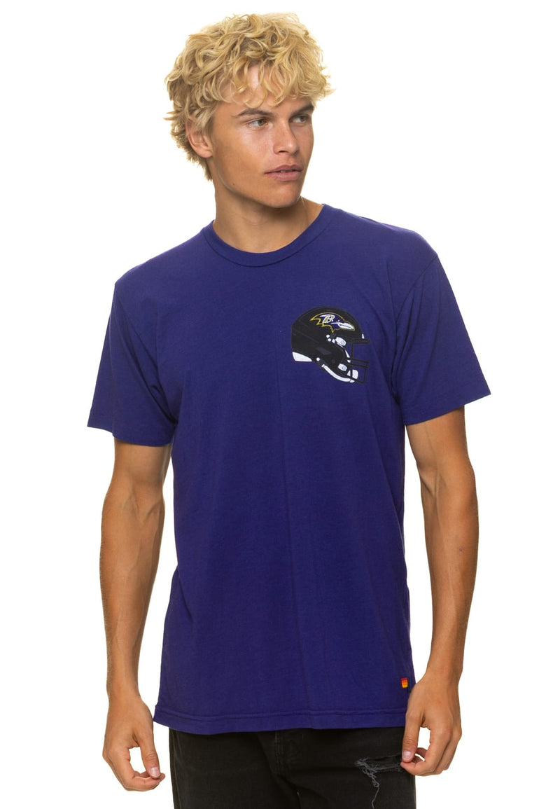 BALTIMORE RAVENS HELMET CREW TEE SHIRT - DEEP PURPLE
