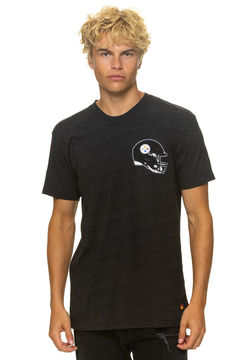 PITTSBURGH STEELERS HELMET CREW TEE SHIRT - BLACK