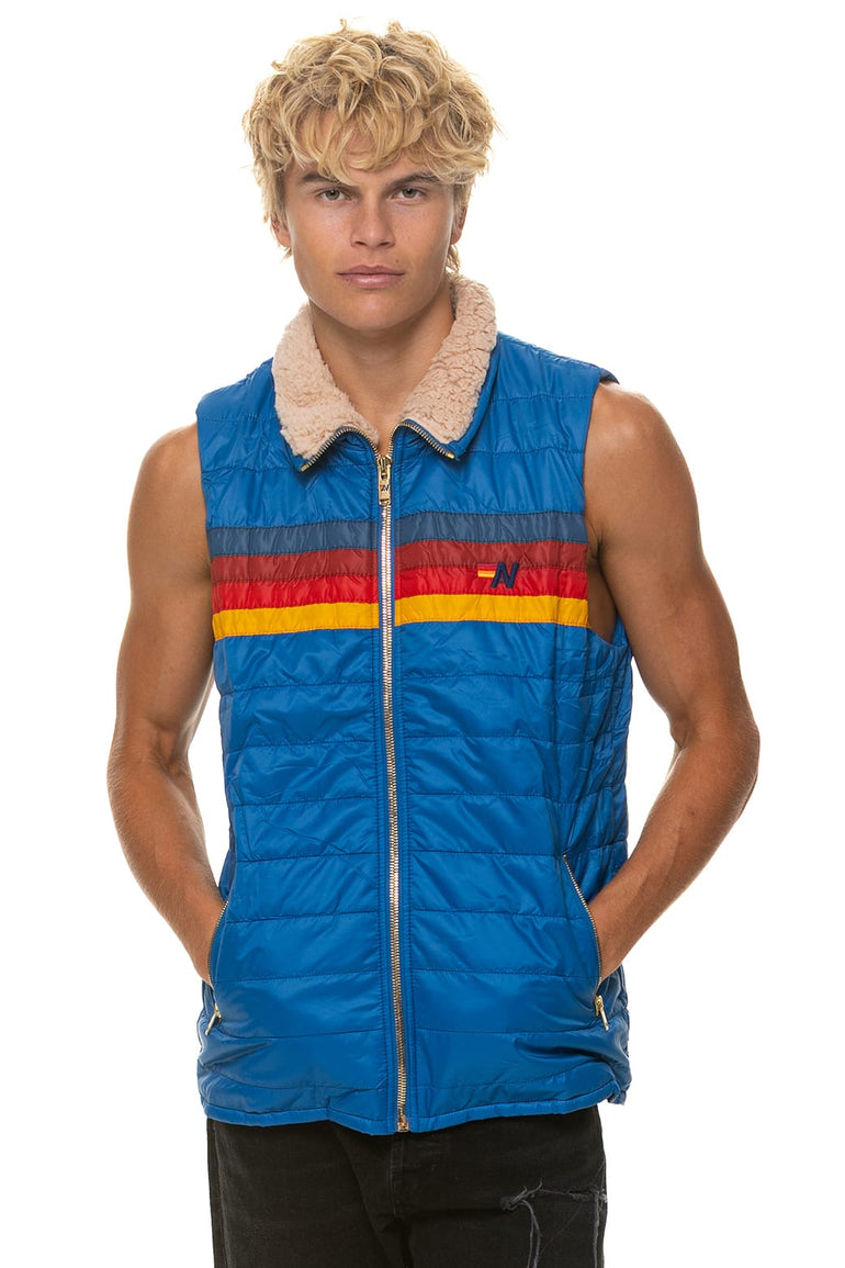 MEN'S 4 STRIPE VEST SHERPA- SNORKEL BLUE