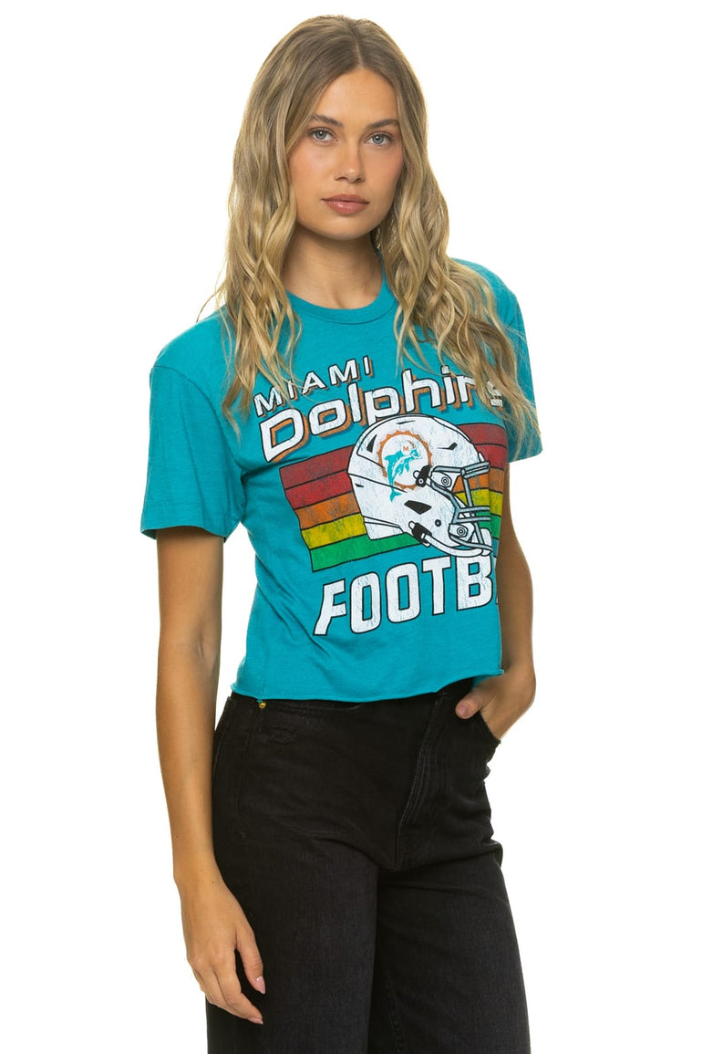 MIAMI DOLPHINS HELMET BOYFRIEND TEE - MARINE BLUE