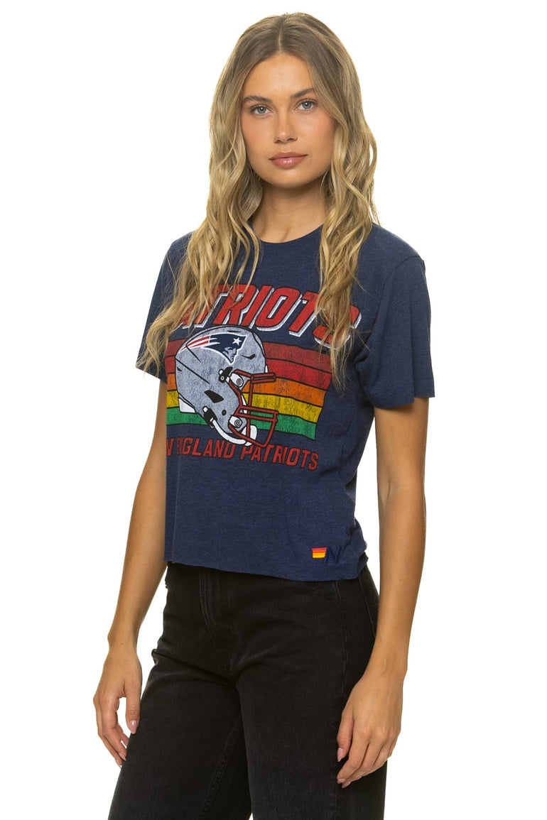 NEW ENGLAND PATRIOTS HELMET BOYFRIEND TEE - NAVY