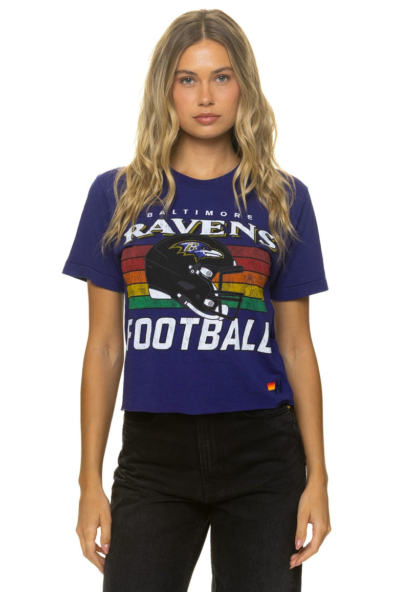 BALTIMORE RAVENS HELMET BOYFRIEND TEE - DEEP PURPLE