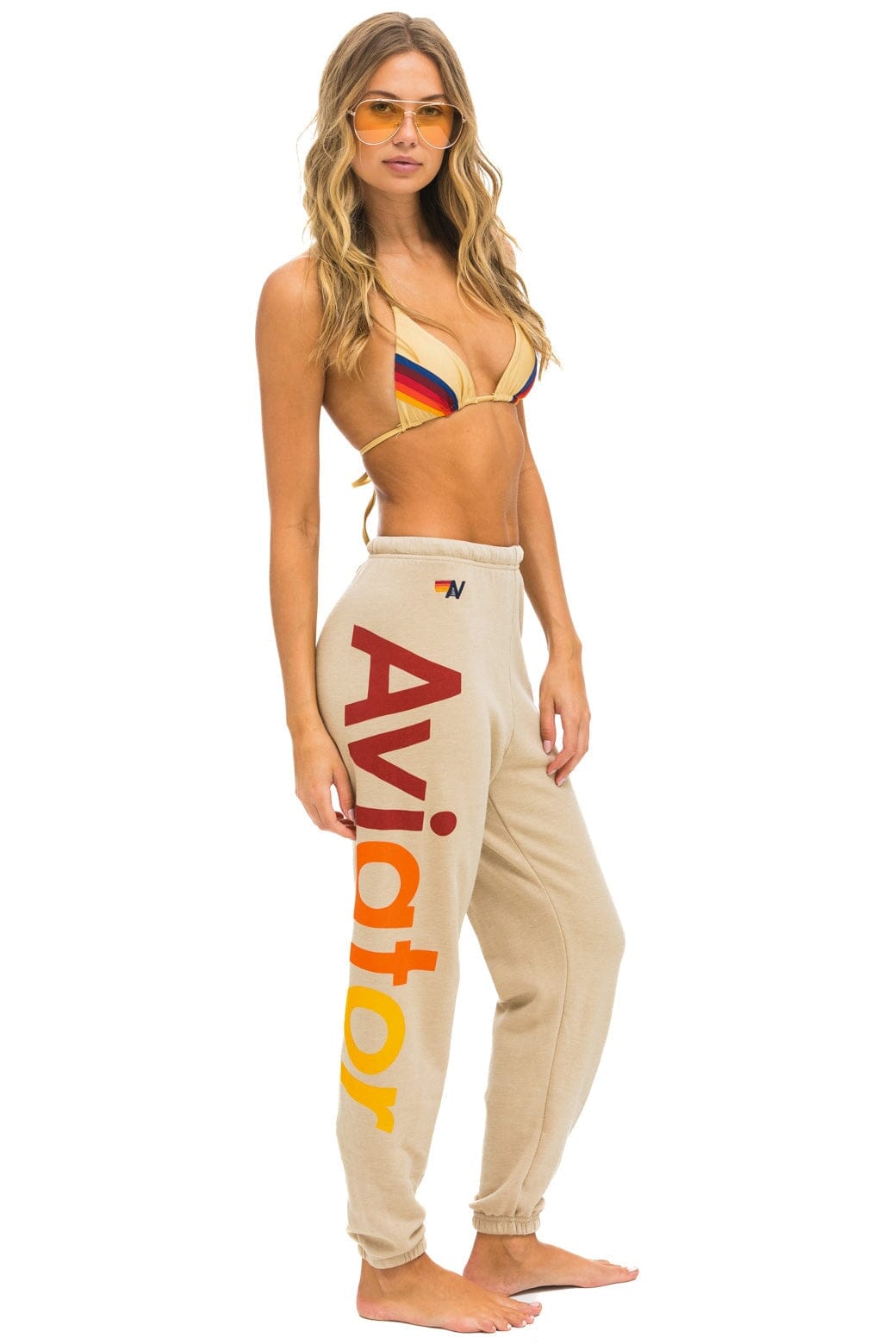 AVIATOR NATION 2 SWEATPANTS - SAND Women's Sweatpants Aviator Nation