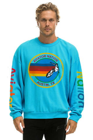 AVIATOR NATION AUSTIN RELAXED CREW SWEATSHIRT - NEON BLUE Sweatshirt Aviator Nation