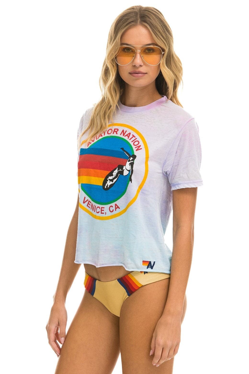 AVIATOR NATION BOYFRIEND TEE - TIE DYE BUBBLEGUM Boyfriend Tee Aviator Nation