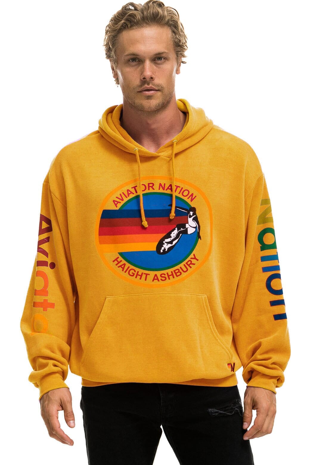 AVIATOR NATION HAIGHT ASHBURY RELAXED PULLOVER HOODIE - GOLD Hoodie Aviator Nation