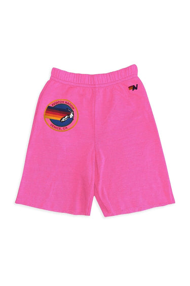 AVIATOR NATION KIDS SWEATSHORTS - NEON PINK Kid's Shorts Aviator Nation
