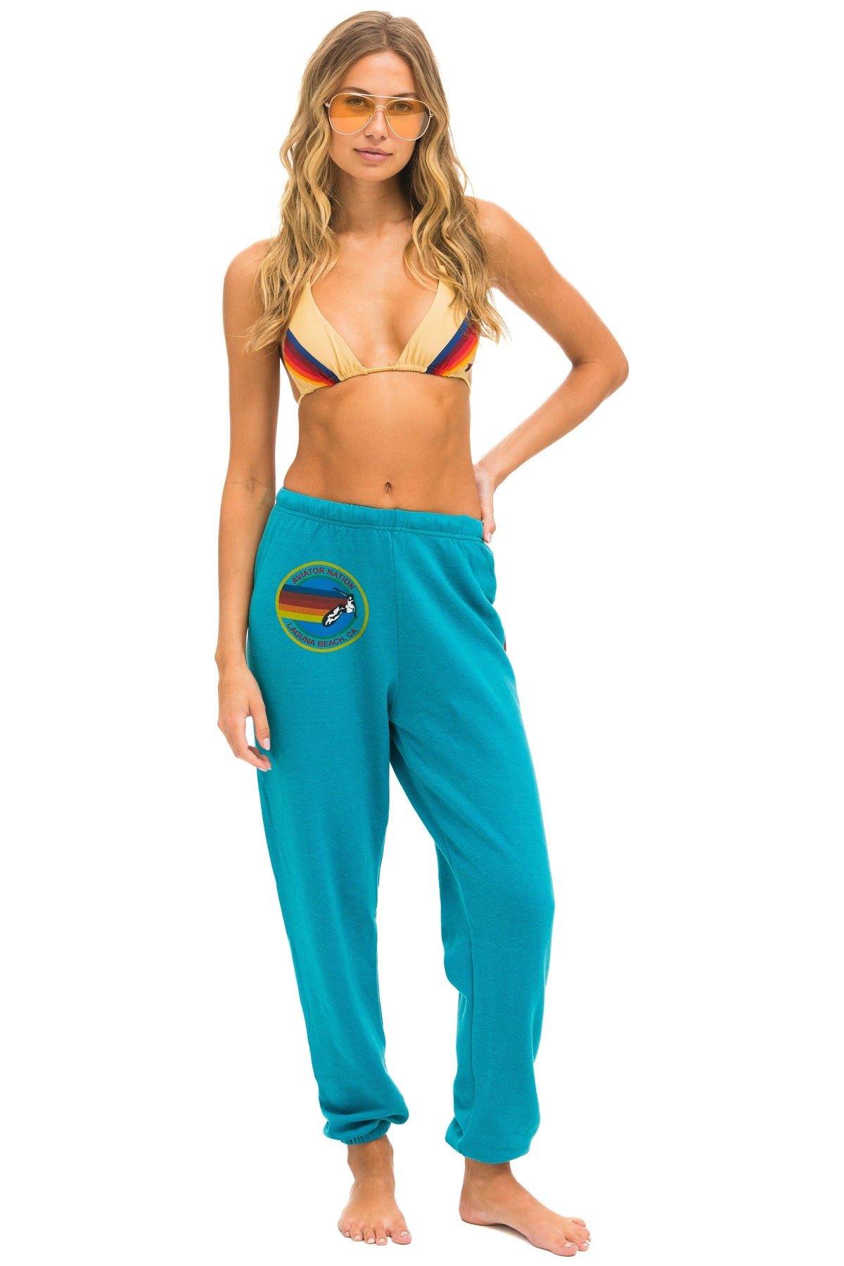 AVIATOR NATION LAGUNA BEACH SWEATPANTS - TEAL Women's Sweatpants Aviator Nation