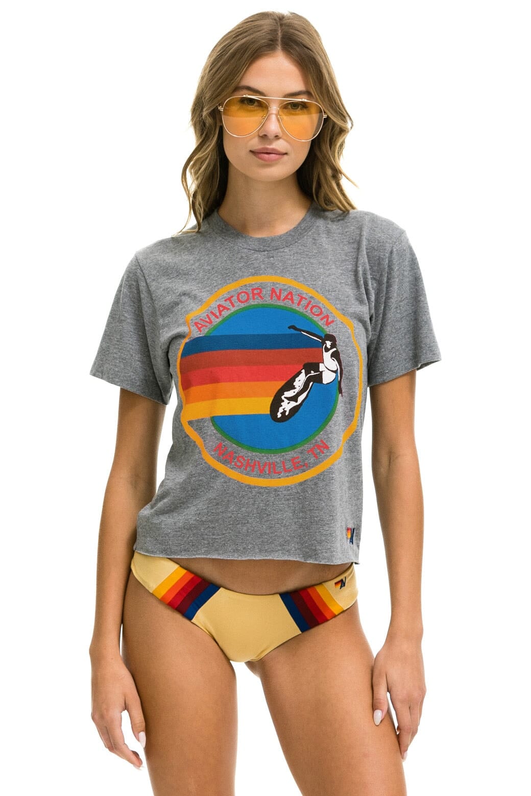 AVIATOR NATION NASHVILLE BOYFRIEND TEE - HEATHER GREY Aviator Nation