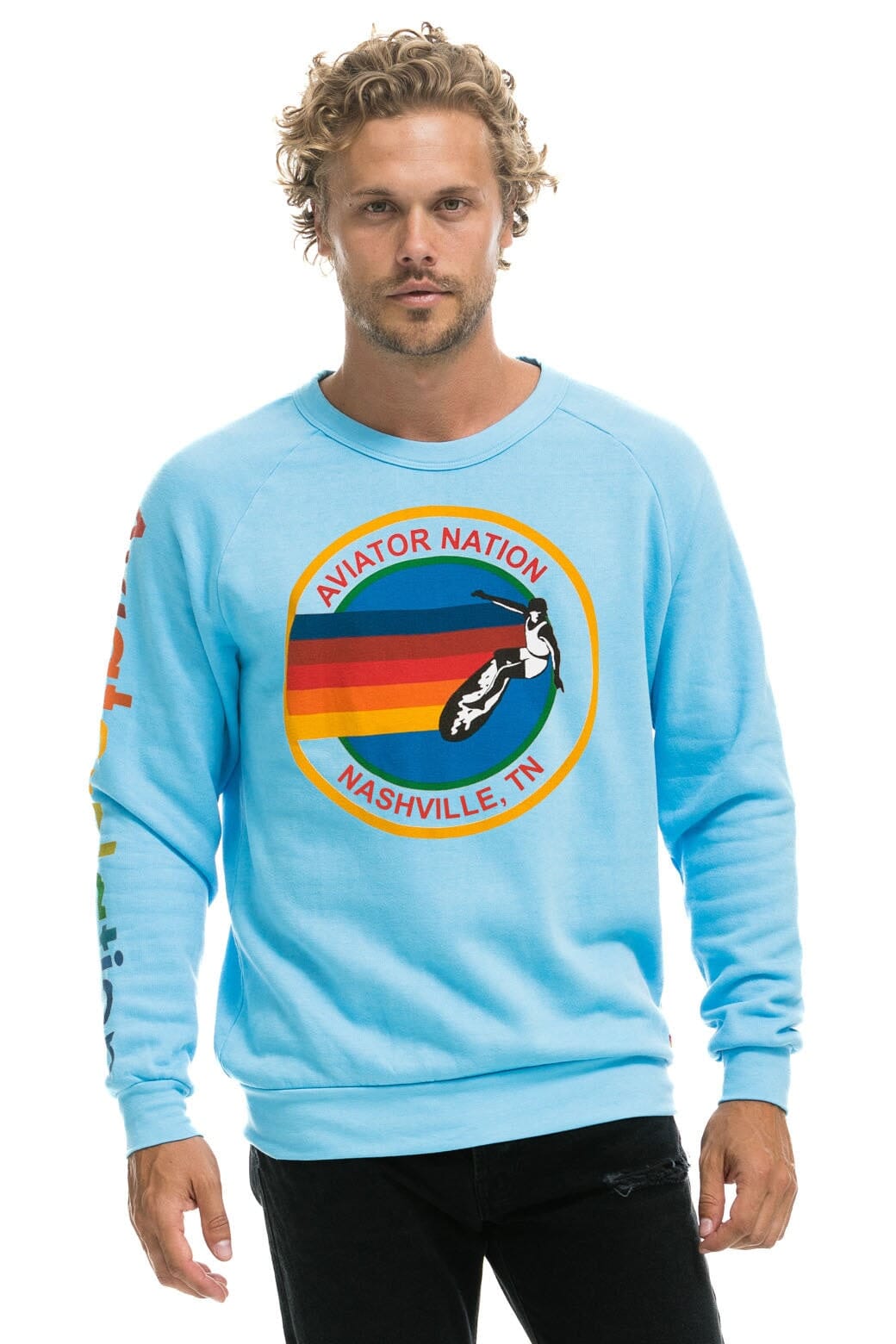 AVIATOR NATION NASHVILLE CREW SWEATSHIRT - SKY Aviator Nation