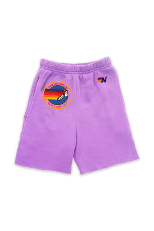 AVIATOR NATION NEW YORK CITY KIDS SWEATSHORTS - NEON PURPLE
