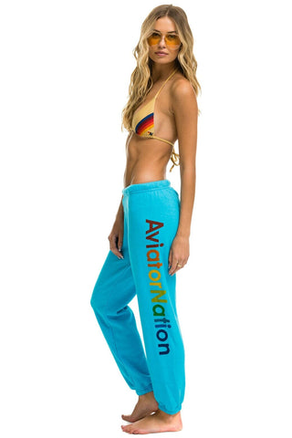 AVIATOR NATION NEW YORK CITY SWEATPANTS - NEON BLUE Women's Sweatpants Aviator Nation