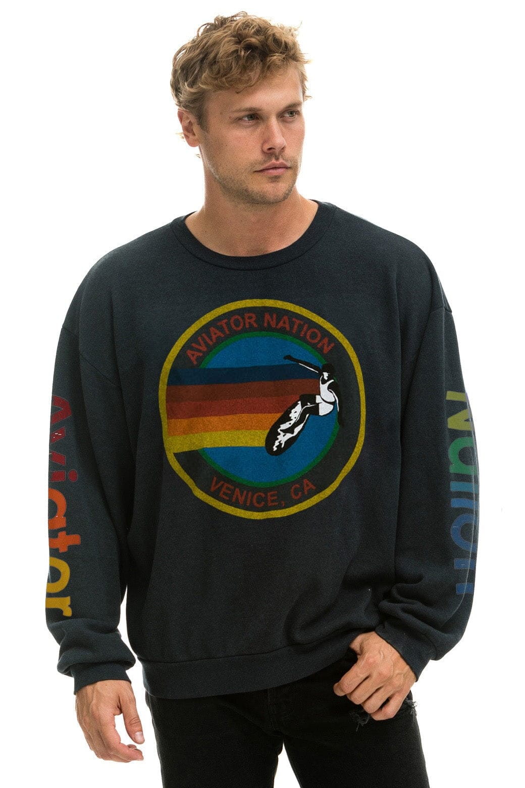 AVIATOR NATION RELAXED CREW SWEATSHIRT - CHARCOAL Sweatshirt Aviator Nation