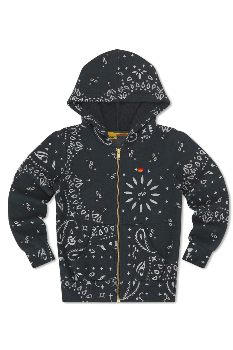 KID'S BANDANA ZIP HOODIE - CHARCOAL