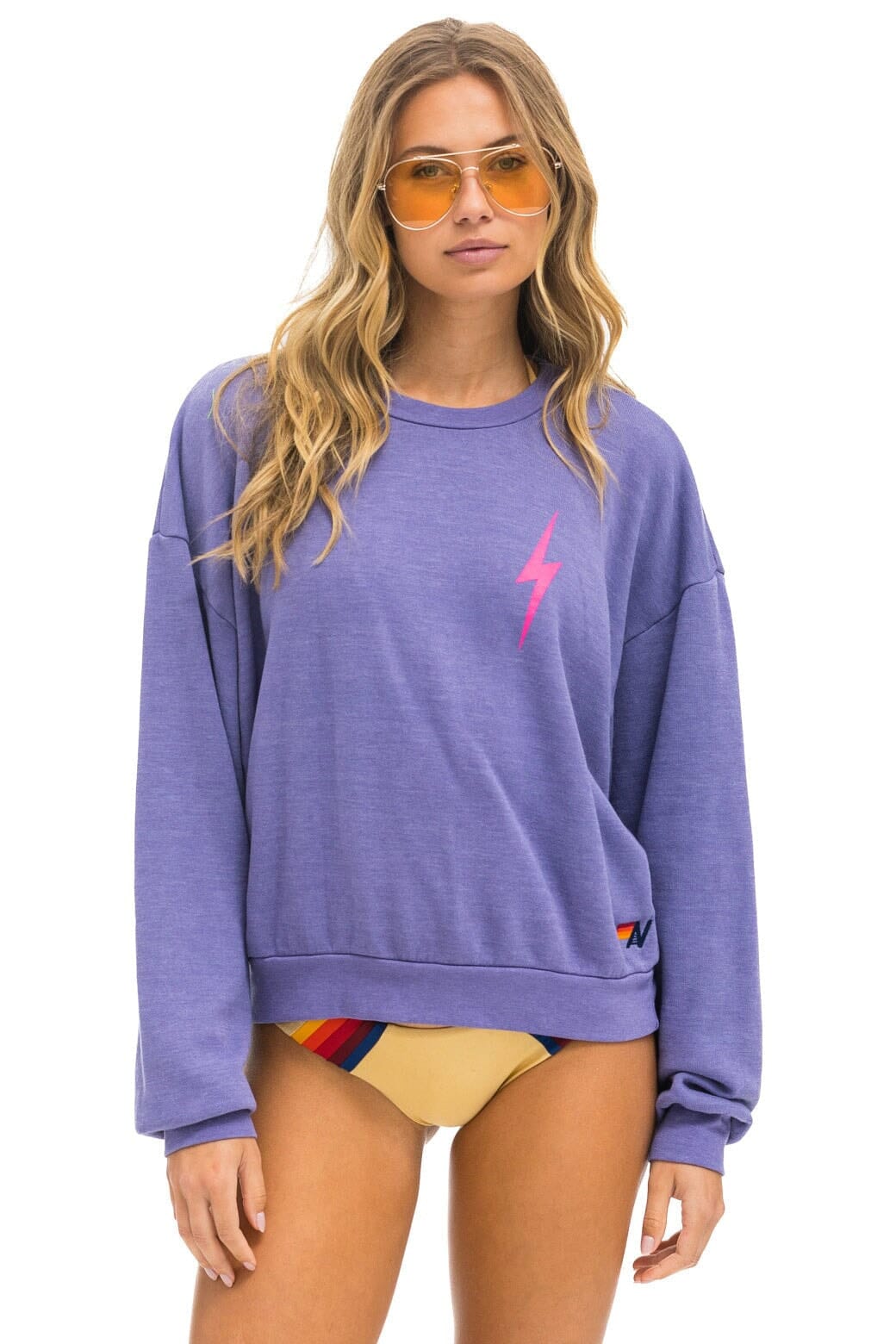BOLT 2 RELAXED CREW SWEATSHIRT - LAVENDER // NEON PINK Sweatshirt Aviator Nation