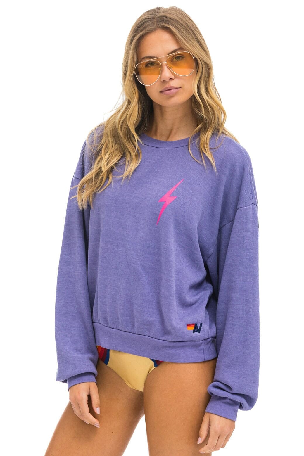 BOLT 2 RELAXED CREW SWEATSHIRT - LAVENDER // NEON PINK Sweatshirt Aviator Nation
