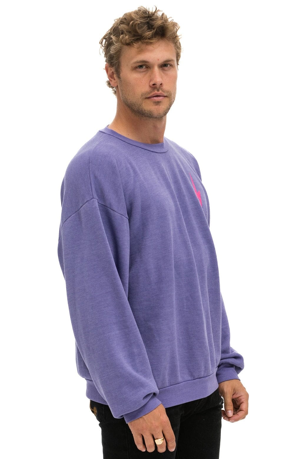 BOLT 2 RELAXED CREW SWEATSHIRT - LAVENDER // NEON PINK Sweatshirt Aviator Nation