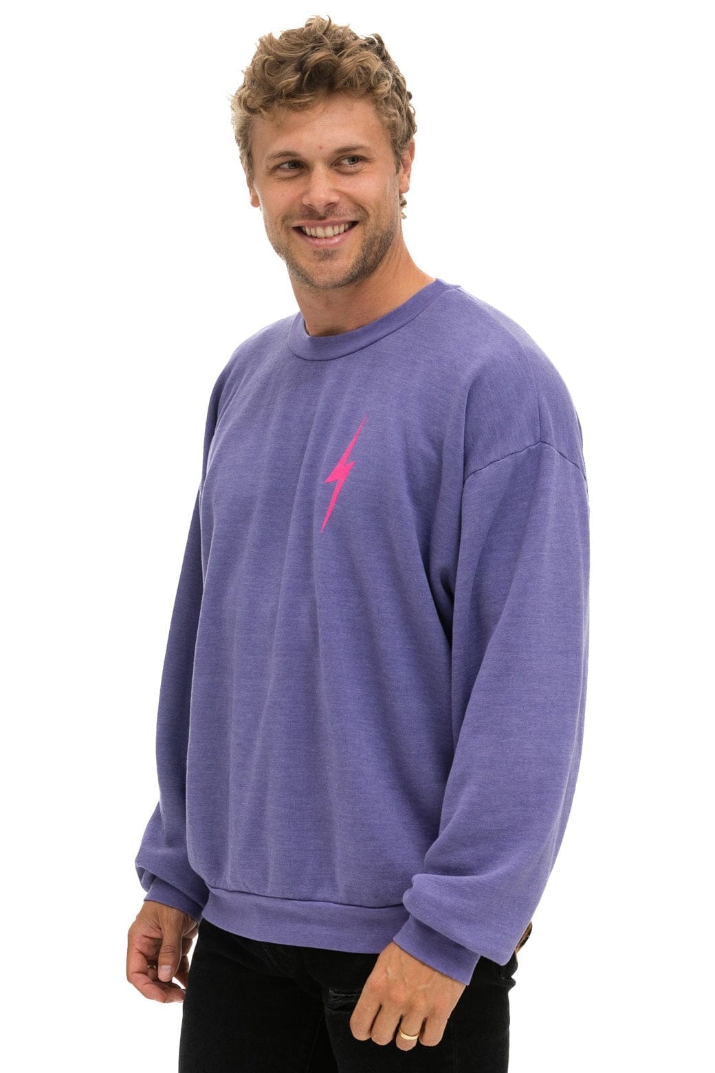 BOLT 2 RELAXED CREW SWEATSHIRT - LAVENDER // NEON PINK Sweatshirt Aviator Nation