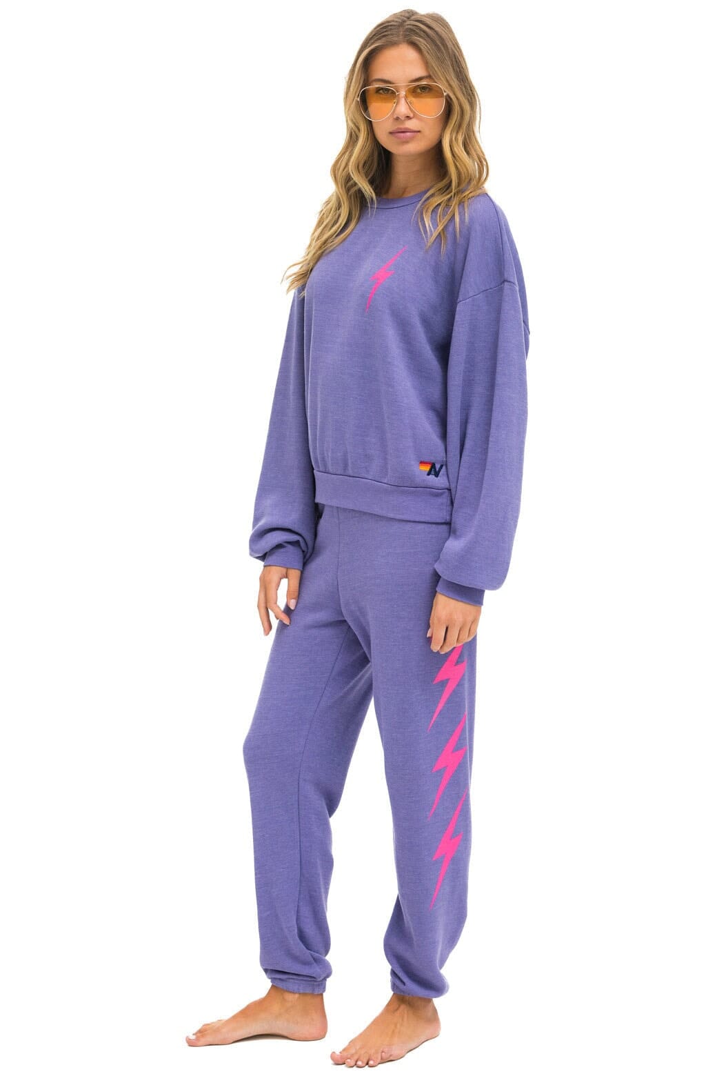 BOLT 2 RELAXED CREW SWEATSHIRT - LAVENDER // NEON PINK Sweatshirt Aviator Nation