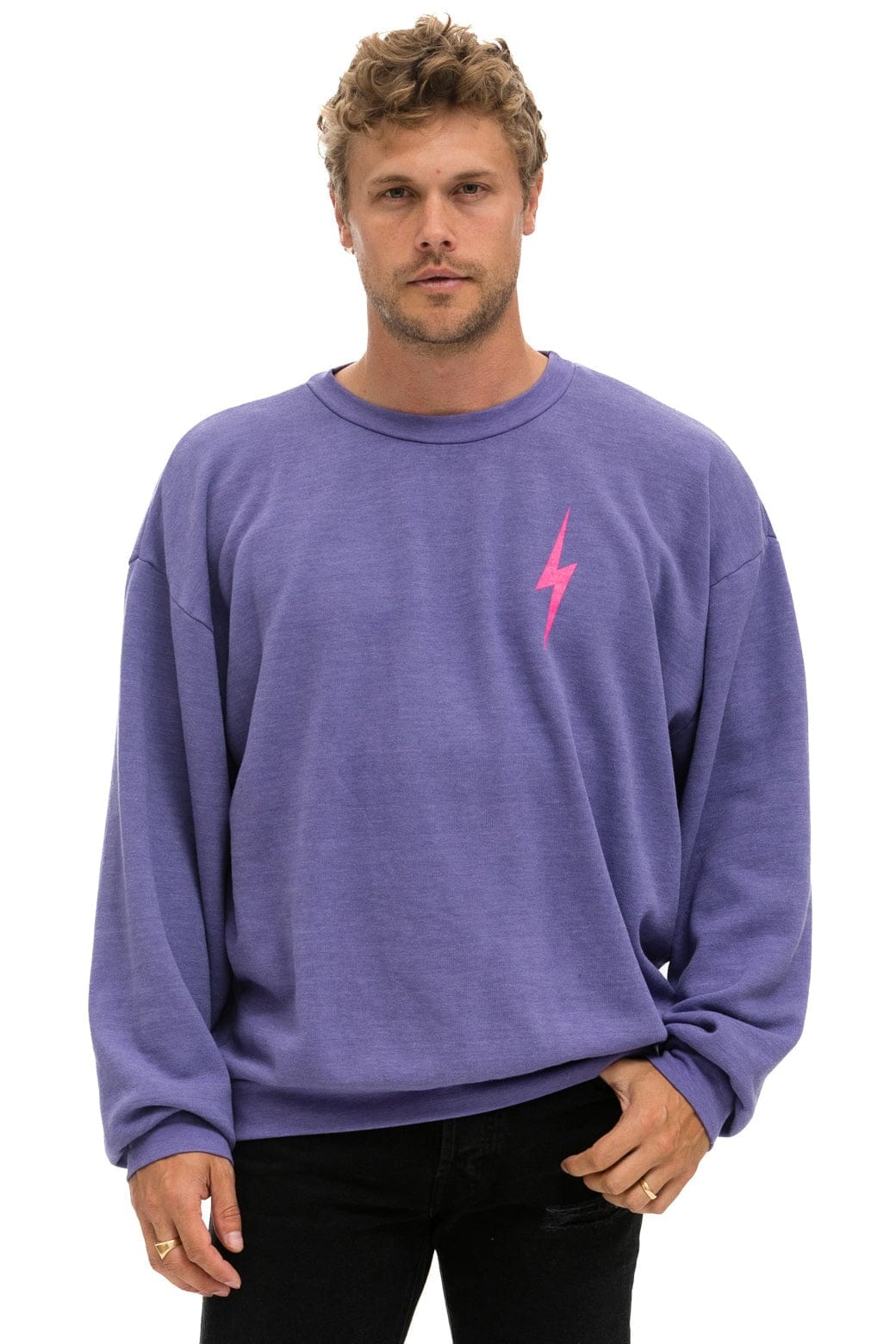 BOLT 2 RELAXED CREW SWEATSHIRT - LAVENDER // NEON PINK Sweatshirt Aviator Nation