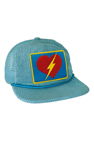 BOLT HEART - VINTAGE CORDUROY MESH TRUCKER HAT HATS Aviator Nation LIGHT BLUE OS