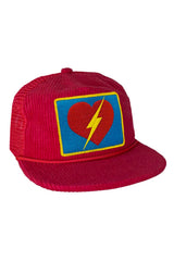 BOLT HEART - VINTAGE CORDUROY MESH TRUCKER HAT HATS Aviator Nation RED OS