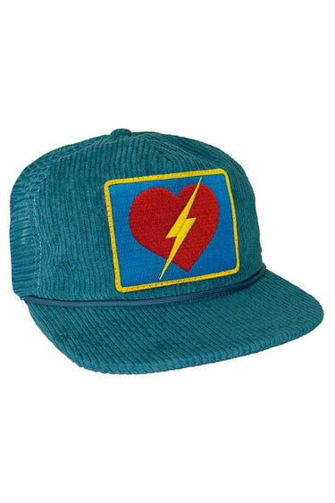 BOLT HEART - VINTAGE CORDUROY MESH TRUCKER HAT HATS Aviator Nation SEA BLUE OS