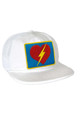 BOLT HEART - VINTAGE CORDUROY MESH TRUCKER HAT HATS Aviator Nation VINTAGE WHITE OS