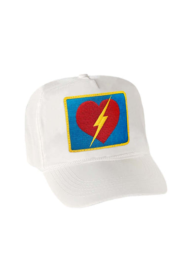 BOLT HEART VINTAGE NYLON TRUCKER HAT HATS Aviator Nation WHITE OS